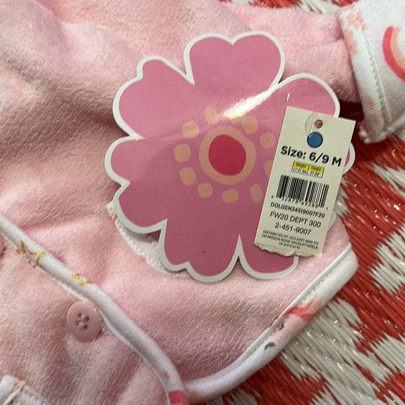NWT Baby 6/9 months pink button up hooded coat Jacket Unicorn Pink and white - Picture 3 of 10